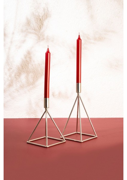 Mısır Model Metal 2 Li Şamdan Mumluk Dekoratif Paslanmaz Gümüş Kaplama