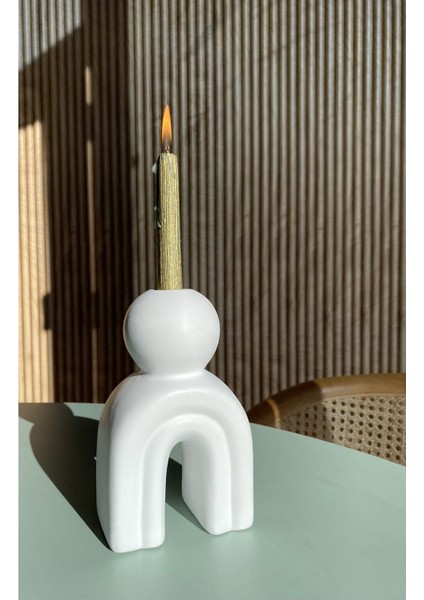 Seramik El Yapımı Mumluk | Beyaz Renk | BOY:16 cm EN:10 cm | fiyatları