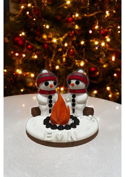 Kişiye Özel Sevimli Kardan Adam Çift Mumluğu, Sevgiliye Hediye, Tealight Ledli Yılbaşı Dekoru indirimleri