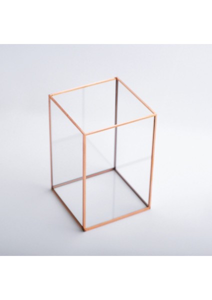 15 x 10 x 10 cm Mumluk Bakır Rose Geometrik Teraryum Cam Fanus Düğün Nişan Söz Organizasyon Dekoru