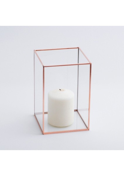 15 x 10 x 10 cm Mumluk Bakır Rose Geometrik Teraryum Cam Fanus Düğün Nişan Söz Organizasyon Dekoru