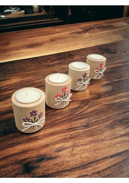 El Yapımı 4lü Kibar Çiçekli Mumluk/düğün Organizasyon/nikah Hediyesi/ev Dekorasyon/tealight Mumluk fiyatları