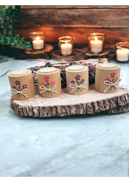 El Yapımı 4lü Kibar Çiçekli Mumluk/düğün Organizasyon/nikah Hediyesi/ev Dekorasyon/tealight Mumluk modelleri