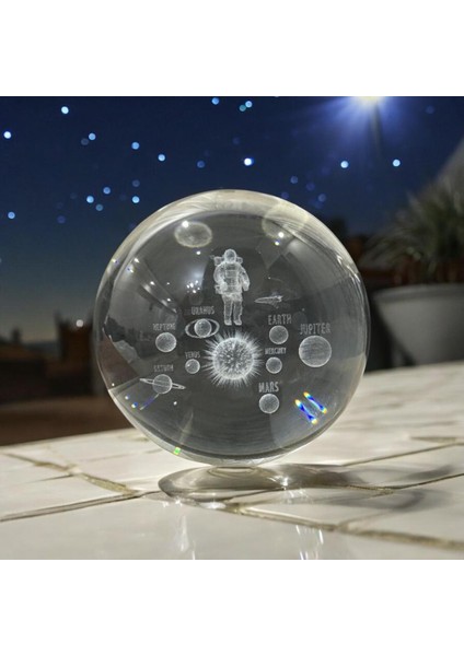3D Astronot ve Uzay 360 Derece Dönen Kristal Cam Küre