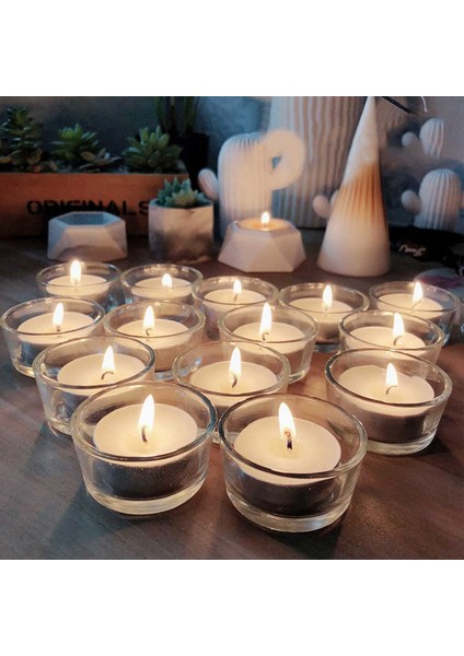 14 Adet Cam Mumluk Tea Light Mum Için Cam Mumluk Tealight Cam Mumluk 4.5x2 cm Yılbaşı Aksesuarları