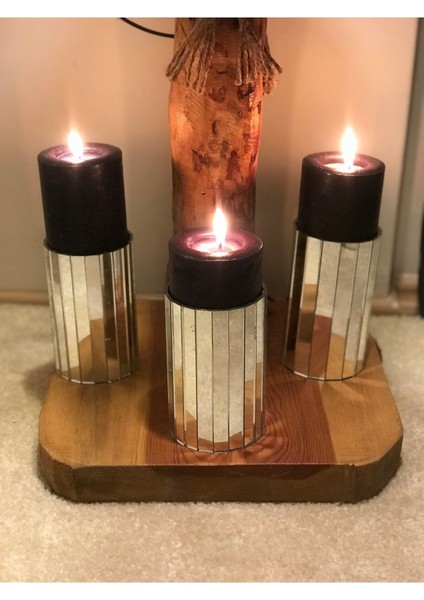 Gümüş Aynalı Mumluk-Şamdan Seti