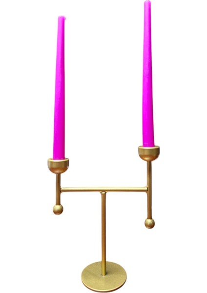 Dekoratif 2'li Gold Şamdan & Mumluk Double Dove