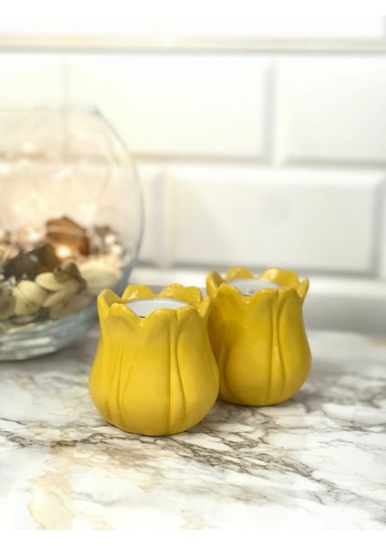 Lale Mumluk Tealight 2'li Set Sarı
