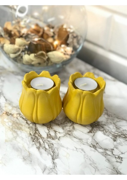 Lale Mumluk Tealight 2'li Set Sarı modelleri