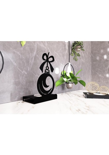 Yılbaşı Model-5 Tekli Metal Mumluk - Siyah modelleri