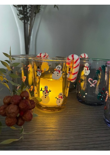 Cam Tealight Yılbaşı Dekorasyon Mumluk, Soya Şeker Kamışı fırsatları