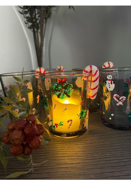 Cam Tealight Yılbaşı Dekorasyon Mumluk, Soya Şeker Kamışı indirimleri
