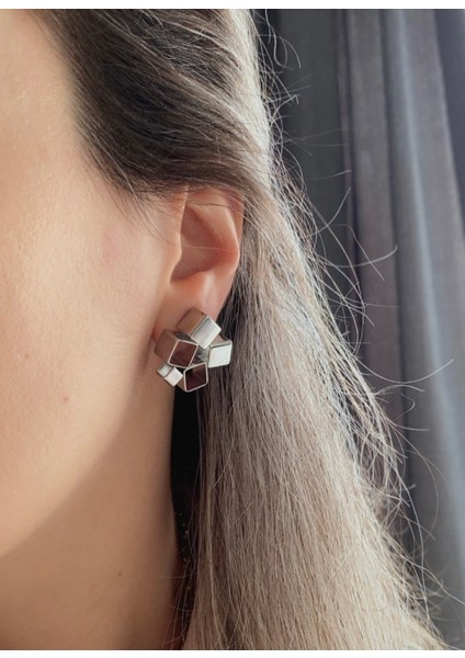 Lucky B&e Kutu Kutu Model Çelik Küpe Silver