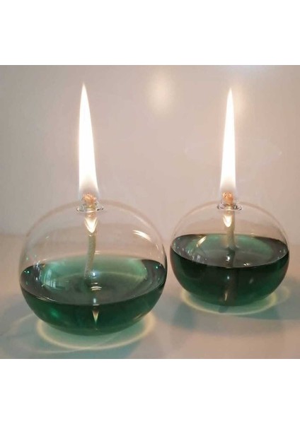 Cam Üfleme Balon Kandil 2 Li + 200 ml Kandil Yağı