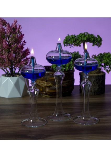 Dekoratif El Yapımı Hediyelik Elips 3lü Set Cam Kandil [rengi Sipariş Mesajı ile Seçebilirsiniz)