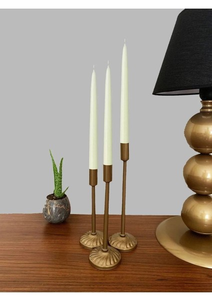 3 Lü Şamdan Mumluk, Konik Mumluk Dekoratif Konik Mumluklar Gold fiyatları