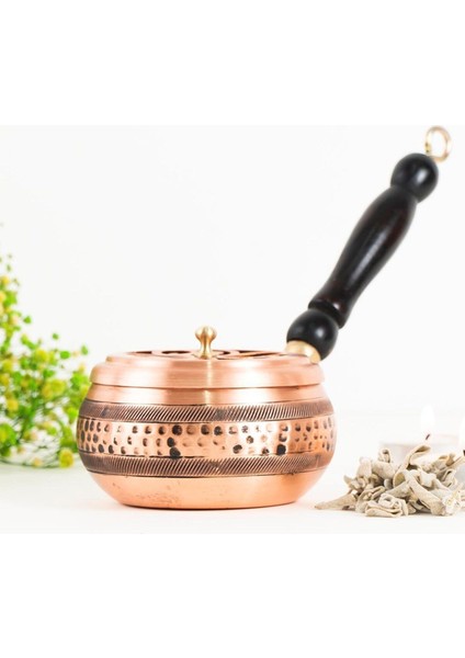 Kulplu Bakır Motifli Demet ve Reçine Tütsülük