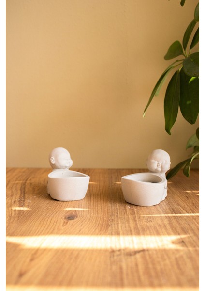 Buda Tealight Mumluk Bebek Buda Beton Gri Dekoratif fiyatları