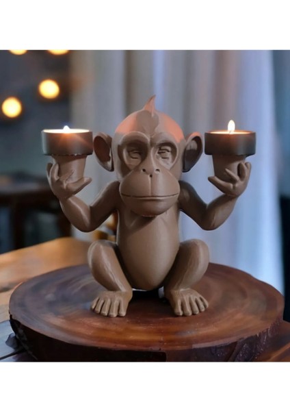 Dekoratif Maymun Görünümlü Şık Sert Plastik Mumluk