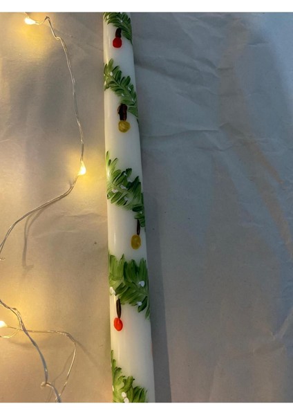 2025 Yeni Yıl Yılbaşı Ağacı Desenli El Çizimi El Boyaması Şamdan Mum Candle modelleri