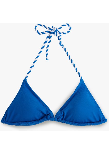 V Yaka Boyundan Bağlamalı Ipli Üçgen Bikini Üstü