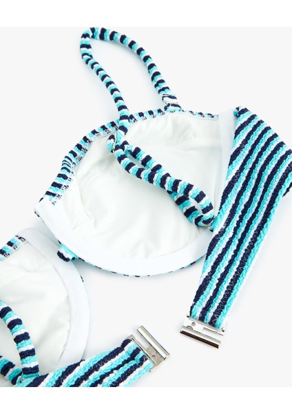 Çıkarılabilir Askılı Dokulu Çizgili Balenli Bikini Üstü fiyatları
