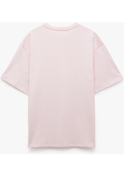 Kısa Kollu Bisiklet Yaka Pamuklu Basic Oversize Tişört
