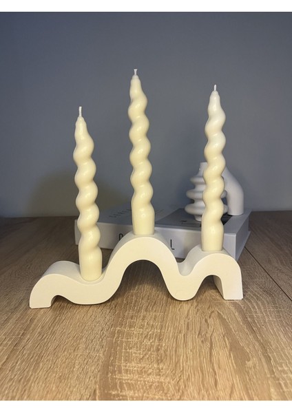 Dalgalı 3'lü Beton Mumluk, Wavy Şamdan Mumluk