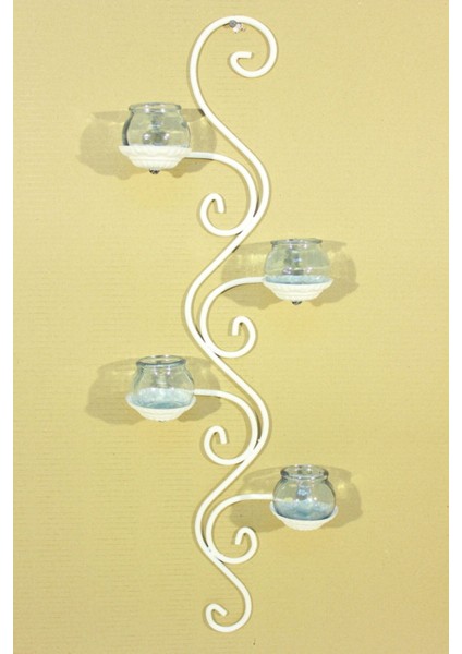 Ferforje Duvar Mumluğu 4 Vitray Camlı