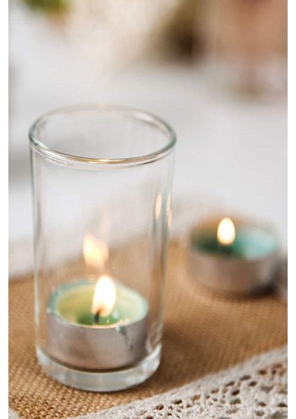 12 Adet Cam Mumluk + 50 Li Tealight Mum