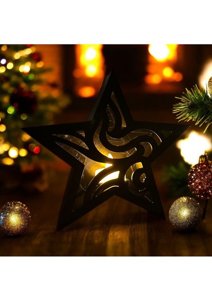 Yıldız Şeklinde Ledli Mumluk , 3D Plastik , Yılbaşı Hediyesi