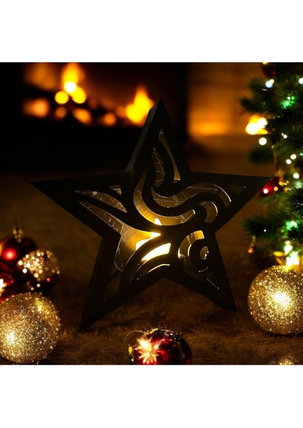 Yıldız Şeklinde Ledli Mumluk , 3D Plastik , Yılbaşı Hediyesi fiyatları