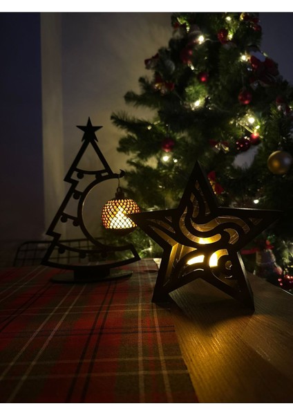 Yıldız Şeklinde Ledli Mumluk , 3D Plastik , Yılbaşı Hediyesi modelleri