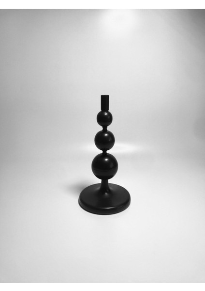 Metal Toplu Siyah Şamdan & Mumluk Oval Ayaklı