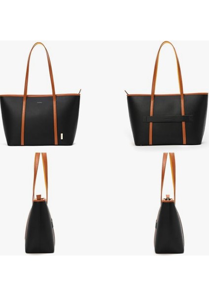 Astrid Tote Vegan Deri Büyük Boy Siyah Tote Çanta Kadınlar Için indirimleri