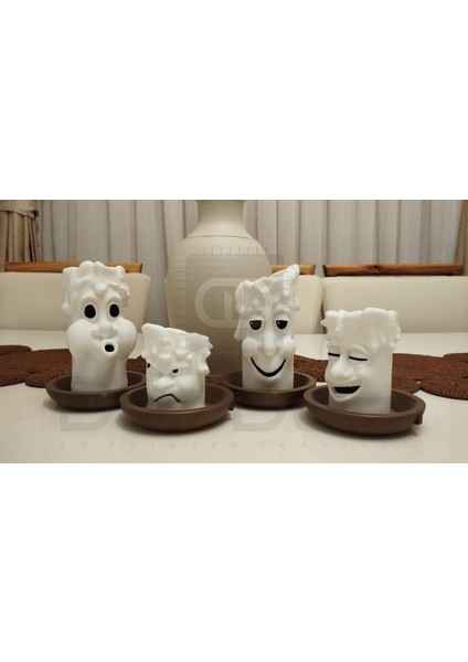 Plastik Eğlenceli Dekoratif Yılbaşı 4'lü Tealight Mumluk Beyaz 5+ fiyatları