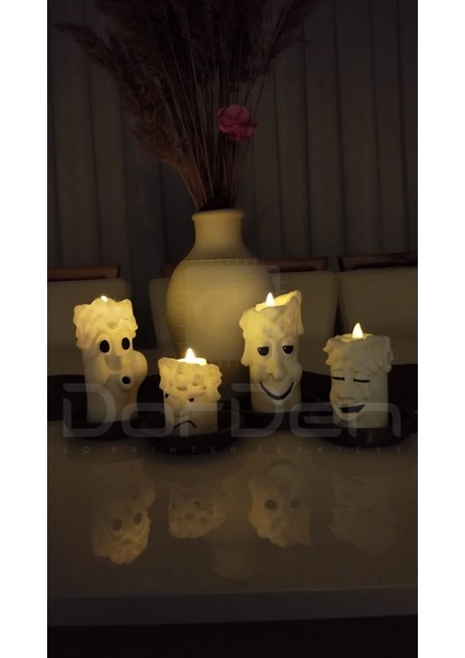 Plastik Eğlenceli Dekoratif Yılbaşı 4'lü Tealight Mumluk Beyaz 5+ modelleri