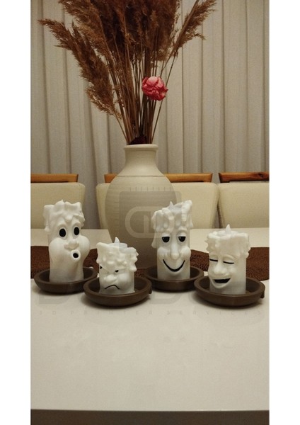 Plastik Eğlenceli Dekoratif Yılbaşı 4'lü Tealight Mumluk Beyaz 5+ fırsatları