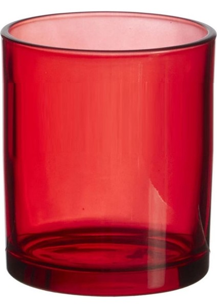 Kırmızı Transparan Cam Bardak Mumluk - Doluma Uygun 405