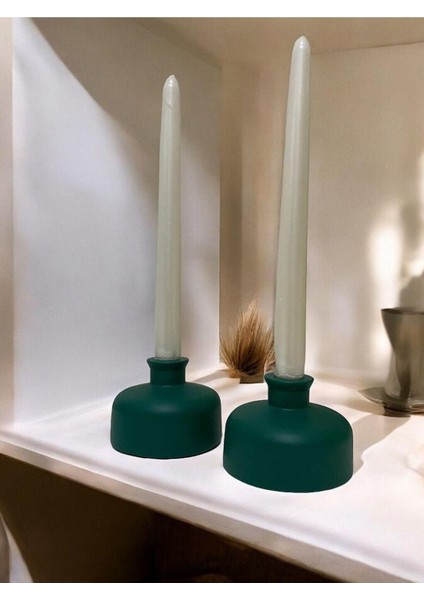 El Yapımı Minimalist Taş Mumluk Seti, Yeşil Renk Seramik Mumluk fiyatları