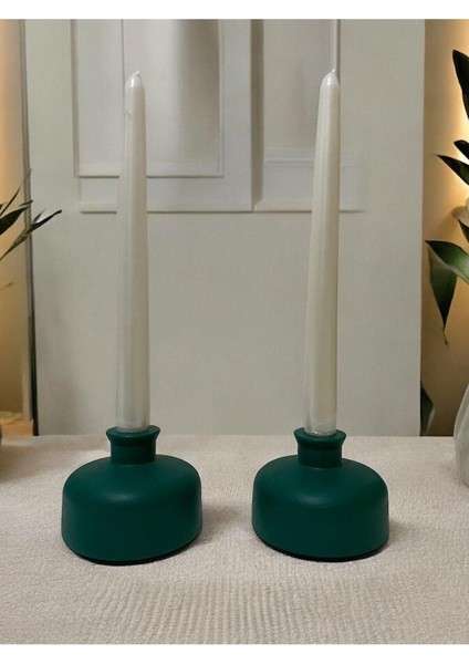 El Yapımı Minimalist Taş Mumluk Seti, Yeşil Renk Seramik Mumluk modelleri