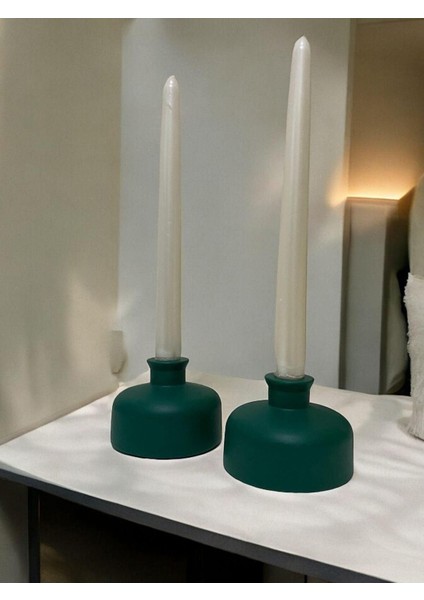 El Yapımı Minimalist Taş Mumluk Seti, Yeşil Renk Seramik Mumluk fırsatları