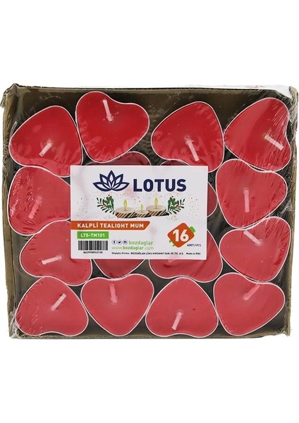 16PCS Kalpli - Kırmızı Tea Light Mum