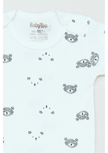 Ayıcık Baskılı Unisex Çocuk Zıbın