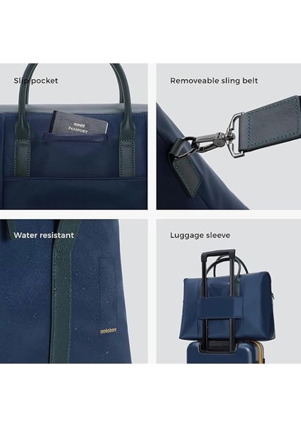 The Cabin Duffle Vegan Deri Çapraz Askılı Seyahat Çantası 16'' Dizüstü Bilgisayar Bölmeli Mavi - 22L Money Moves'