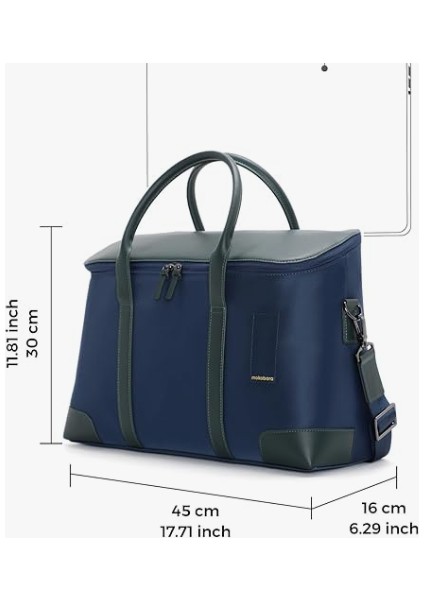 The Cabin Duffle Vegan Deri Çapraz Askılı Seyahat Çantası 16'' Dizüstü Bilgisayar Bölmeli Mavi - 22L Money Moves'