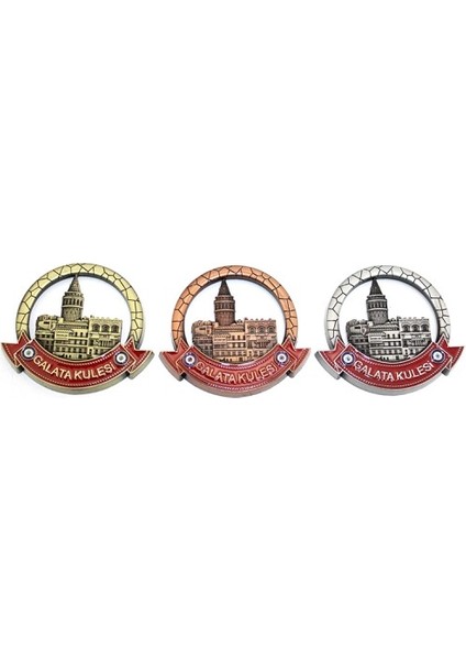 Büro Ev Ofis Dekoru Için Istanbul Hediyesi Galata Kulesi Stil Oval Metal Magnet