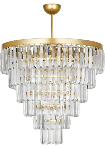 Nilsa Gold 50 x 50 cm 'lik Kristal Taşlı Lüks Avize - Yatak Odası - Salon - Mutfak - Hol