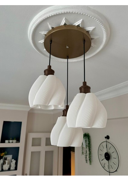 Luminaura 3'lü Eskitme Sarkıt Avize-3 Başlıklı Avize Modern Bohem E27 Yatak Odası Salon Yemek Odası