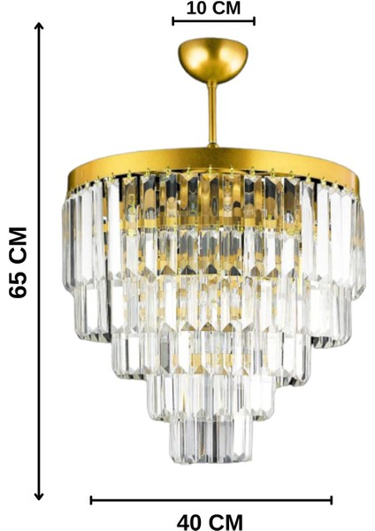Nilsa Gold 40 x 40 cm 'lik Kristal Taşlı Lüks Avize - Yatak Odası - Salon - Mutfak - Hol modelleri